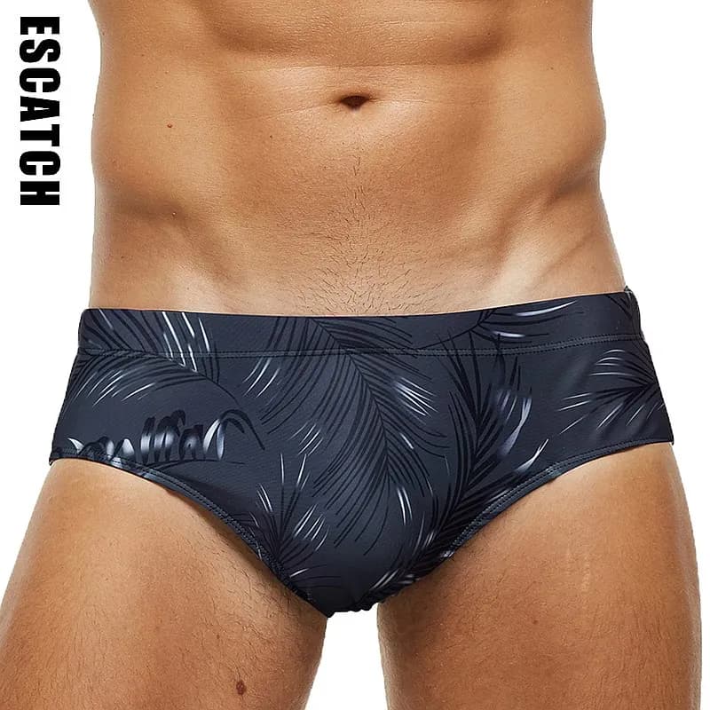 Escatch Mens Swimming Beach Trunks Sexy Low Waist Removable Pad Briefs Sport Swimsuit Surfing Multicolor