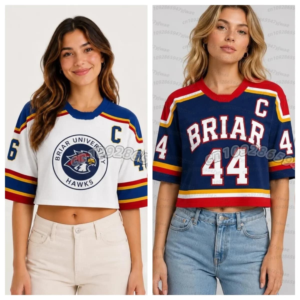 Maglia Crop Top 26 Off Campus Briar University, Graham 44, 22 DI LAURENTIS, 66 Tucker46, T-shirt Crop Top da DONNA con etichetta nominativa
