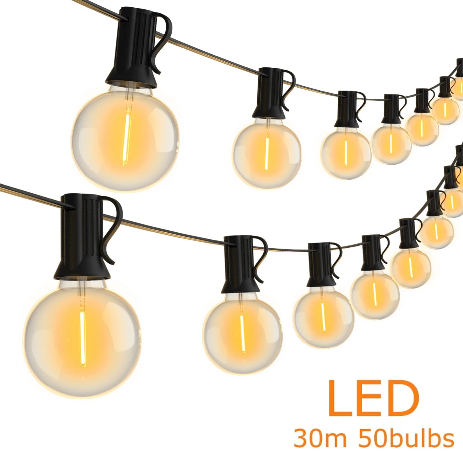Luci a stringa LED G40 da 15M/30M, Ghirlanda Luminosa da Esterno, Decorazione Retrò per Matrimoni, Giardino e Patio