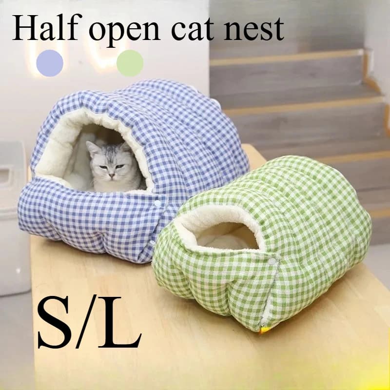 Cuccia/Borsa Pieghevole Invernale per Cani e Gatti, Design Semi-Chiuso Ispessito, Morbida per Interni, Calda per Natale/Autunno/Inverno