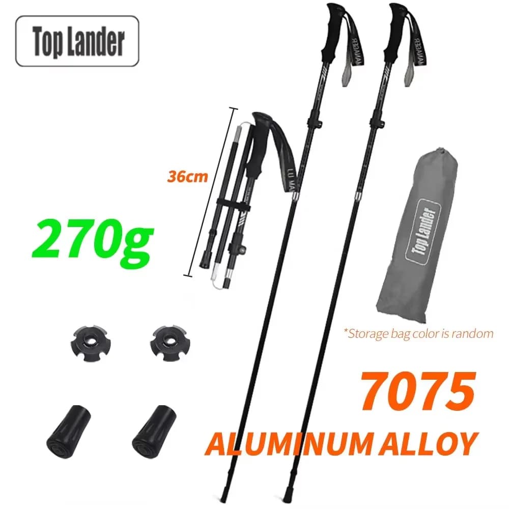 Folding Trekking Stick Ultralight Adjustable Trekking Stick 7075 Trekking Stick Shock For Outdoor Climbing Staff 3 Sections