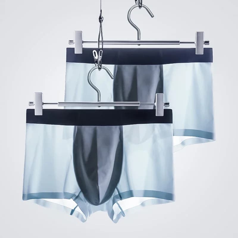 2 pezzi di biancheria intima da uomo, boxer in seta ghiacciata, senza cuciture, leggeri e traspiranti, pantaloni antibatterici sottili estivi