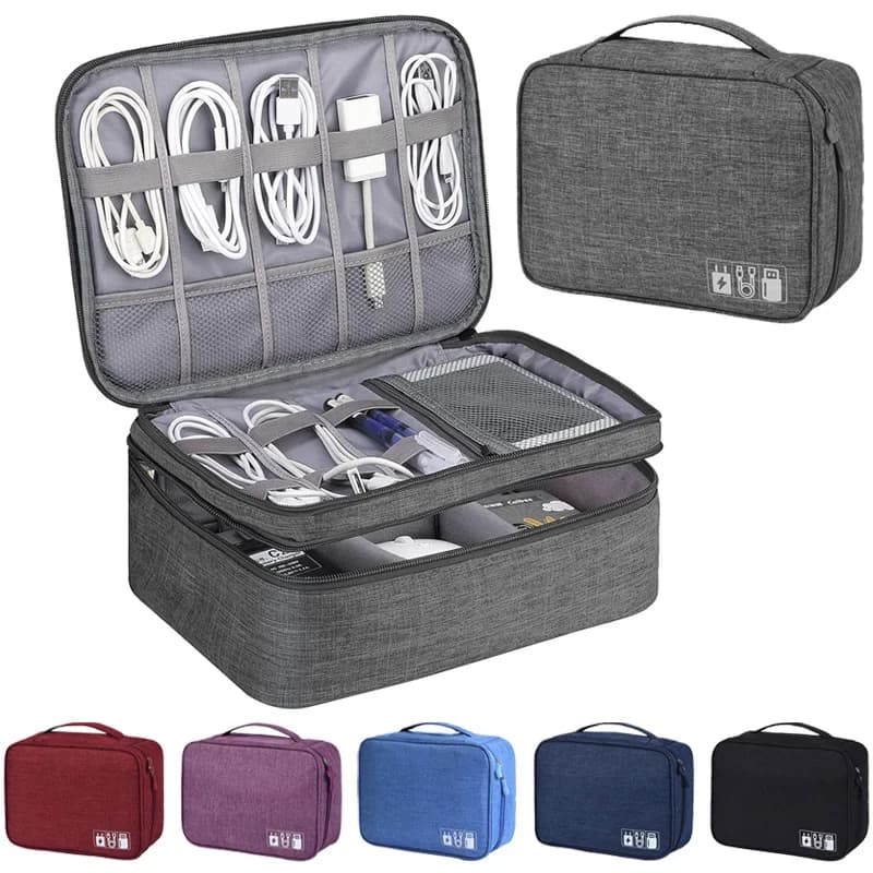 Waterproof Travel Cable Bag for Digital Electronic Accessories, USB, Data Cables, Charger & Plugs