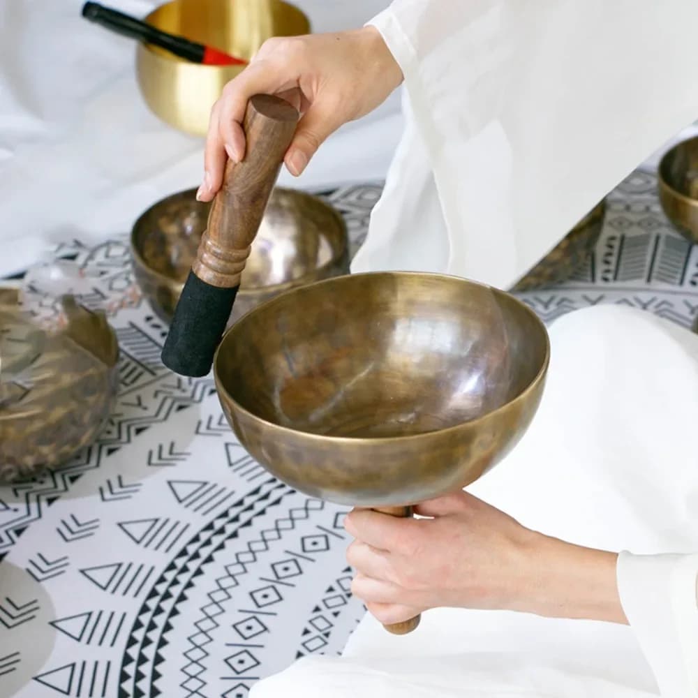 Nepal Handheld Singing Bowl Brass Buddhist Tibetan Sound Bowls Yoga Meditation Mindfulness Professional Percussion Instruments