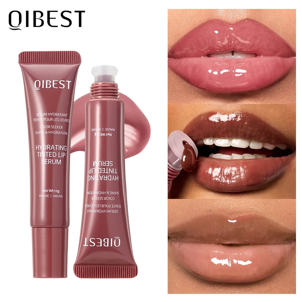 QIBEST Acquoso Cristallo Trasparente Gelatina Olio per labbra Balsamo per labbra Idratante Levigante Linee per labbra Gelatina Pout Lucidalabbra Vetro Colorato Smalto per labbra