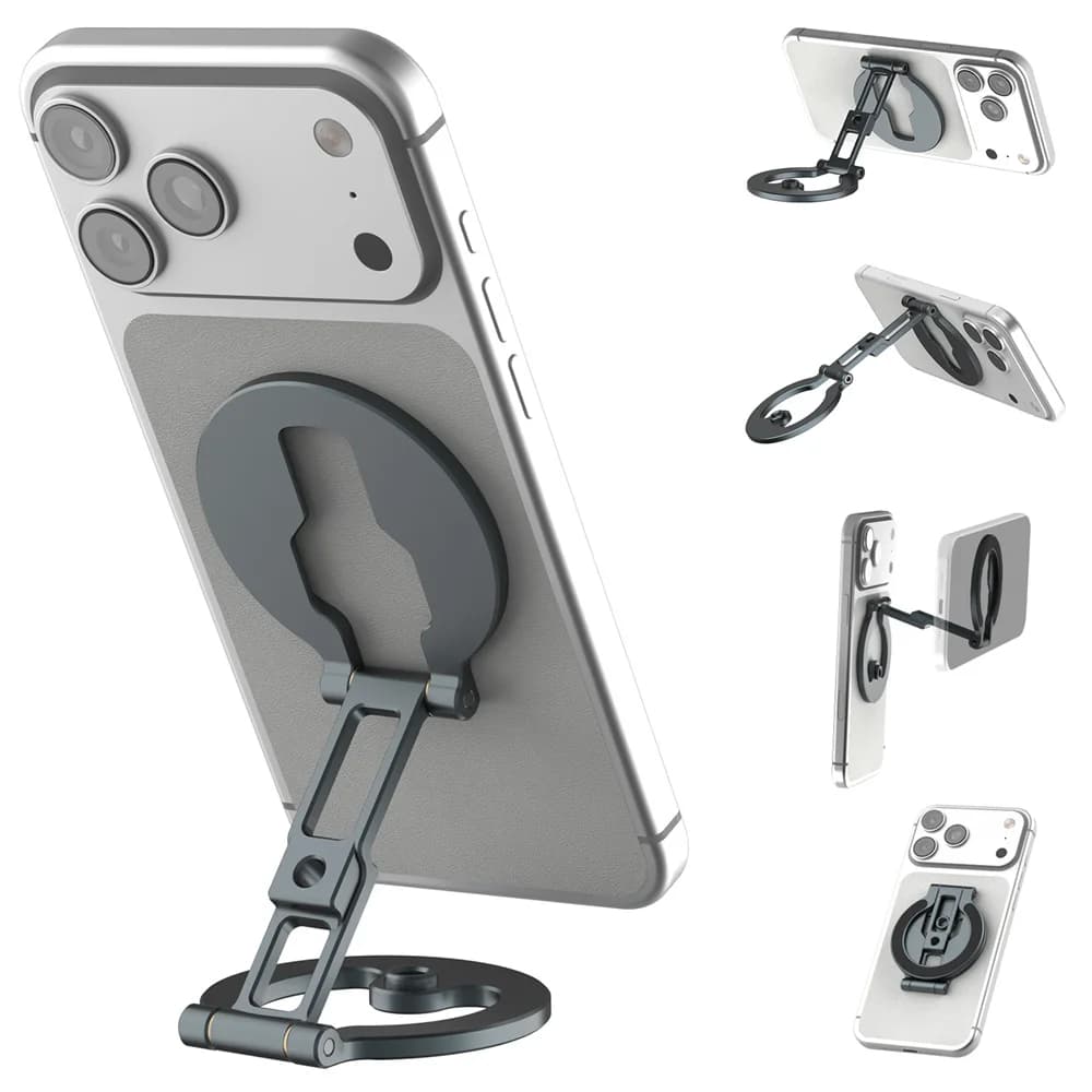 NEW Double Side Magnetic Phone Support Slim phone support with 1/4" screw tripod holder for iPhone 17 Android MagSafe