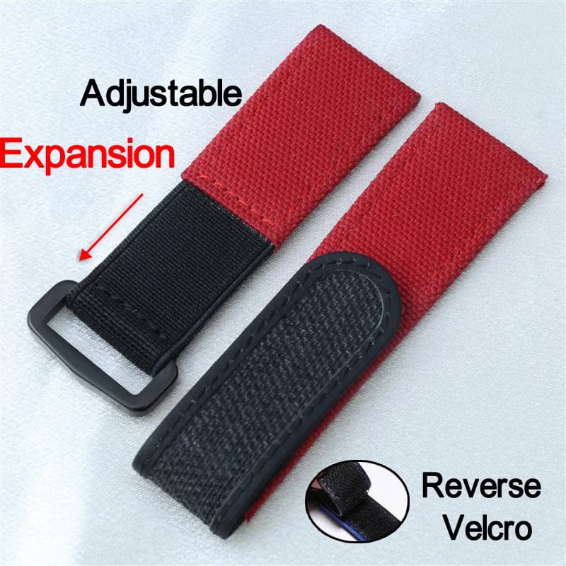 Cinturino per orologio in pelle di tessuto di nylon da 22 mm Fibbia con gancio in velcro inverso Rlx GMT Sub Espansione Cinturino per orologio in tela avvolgente veloce regolabile