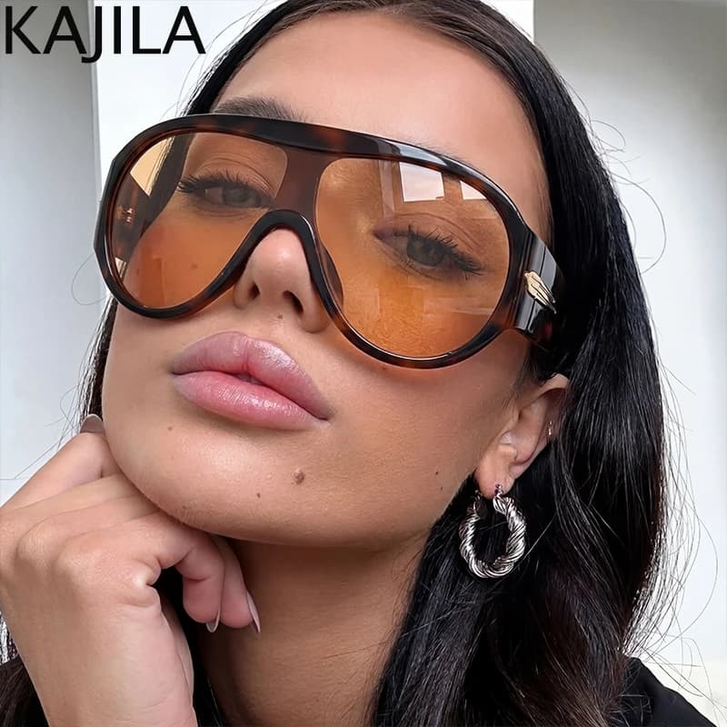 Occhiali da Sole Oversize Monopezzo a Maschera per Donna 2026, di Lusso, con Parte Superiore Piatta, Antivento, Stile Y2K Punk, Occhiali Protettivi