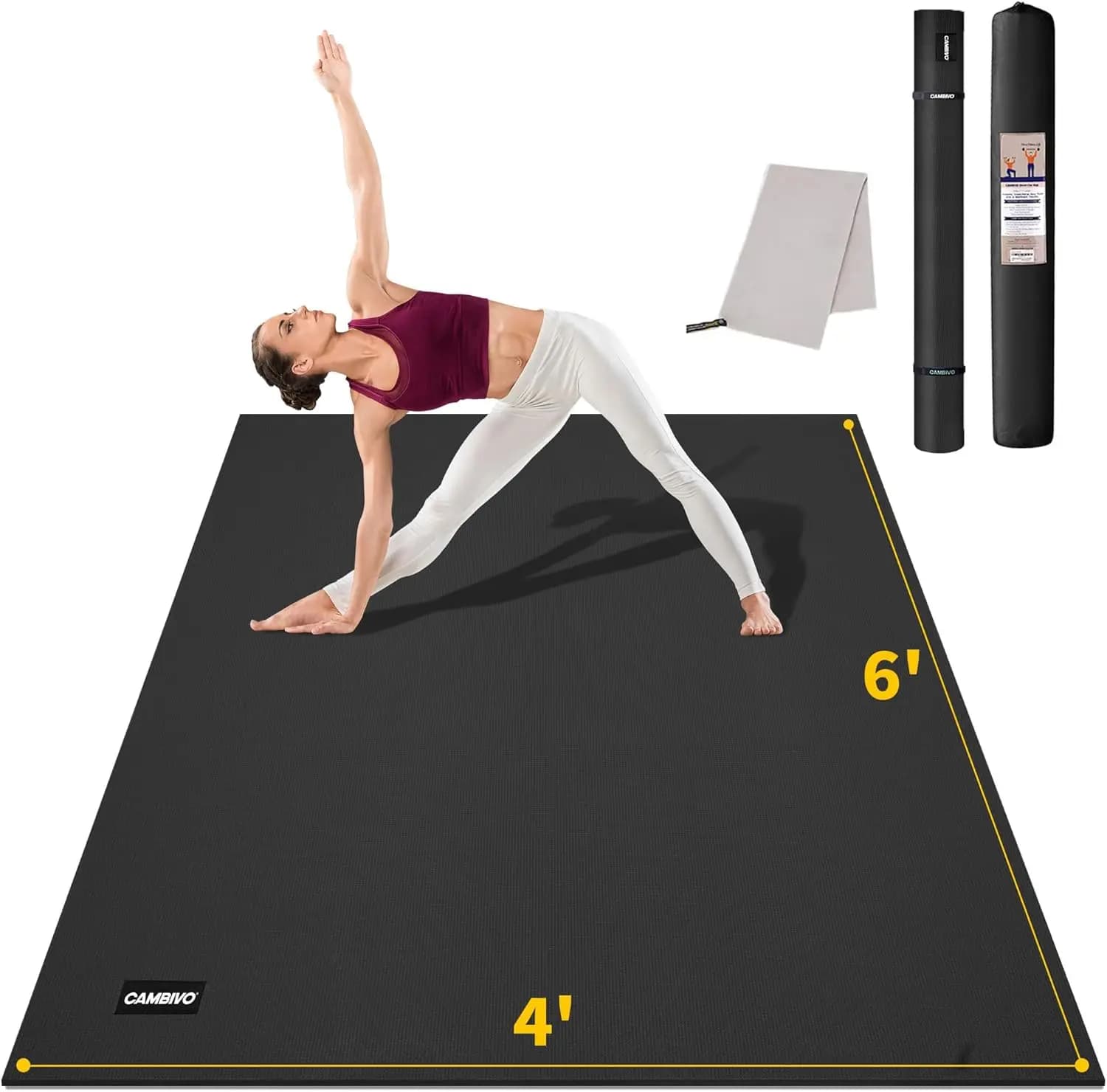 Tappetino Yoga Extra Lungo 72x48 Pollici, Tappetino per Esercizi Antiscivolo Grande per Donne e Uomini, Tappetino Imbottito Spesso per Pilates, Fitness e Palestra Domestica