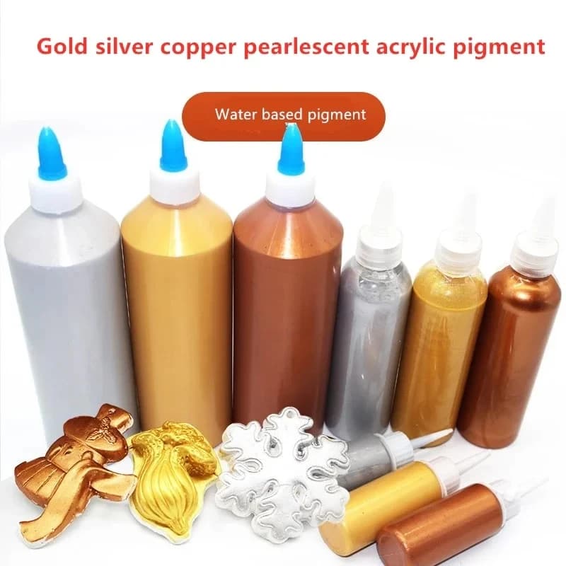 500ML Acrylic Paint Metal Pearlescent Gold Silver Copper Paint DIY Sculpture Coloring Plaster Graffiti Wall Painting Waterproof