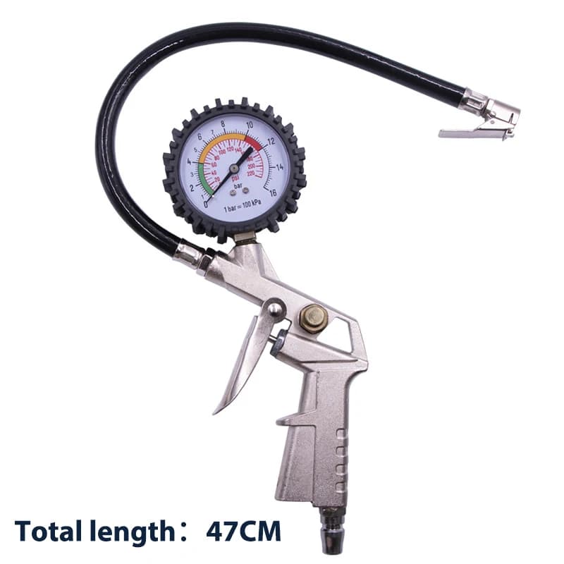 Manometro per pneumatici auto {MAX-66} con pistola gonfiagomme e pompa per il gonfiaggio, strumento per la riparazione dei pneumatici