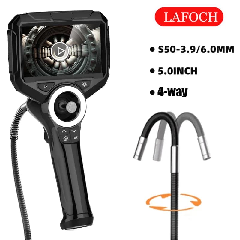 720 ° 4-way articulated inspection camera with rotation Industrial endoscope camera 5" IPS screen for sewage discharge for Drai car