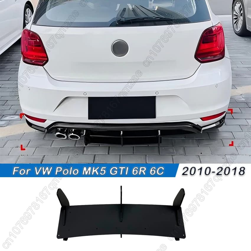 Per VW Polo MK5 GTI 6R 6C Due/Quattro Porte Facelift 2010-2018 Auto Paraurti Posteriore Diffusore Spoiler Splitter Body Kit Tuning Nero