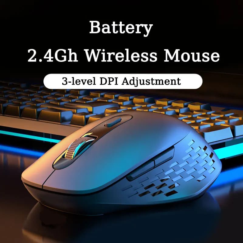 Mouse wireless ergonomico 2.4G con adattatore USB, 3 DPI regolabili, mouse da ufficio/giochi, per laptop/PC (batteria non inclusa)
