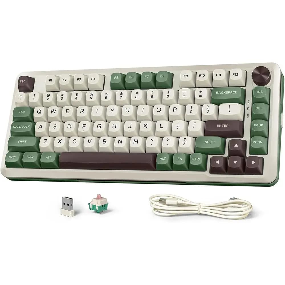 Tastiera Meccanica Tri-e Hot Swappable al 75% con RGB, Manopola del Volume, 81 Tasti, Profilo MDA, Switch Lineari Pre-Lubrificati