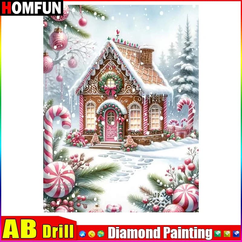 HOMFUN AB Diamond Painting Cross Stitch Pattern 5D Diamond Embroidery "Scenery House" Home Decor DIY diamond Art
