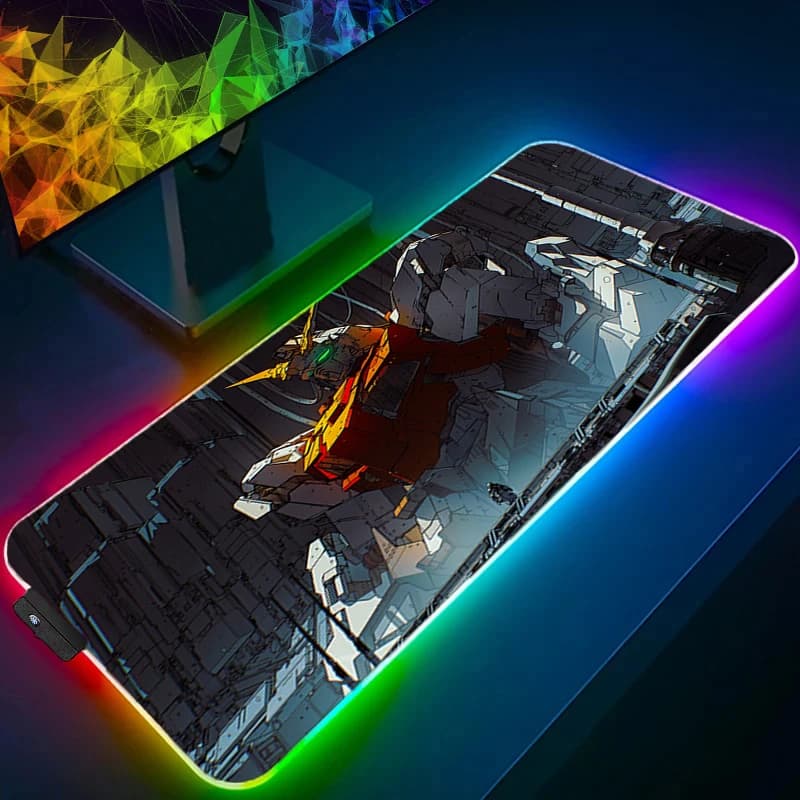 M-mechanical Warrior G-gundam PC 90x40cm RGB M-mechanical Warrior M-mechanical M-Museum Mouse Mat Gamer Backlit Office Carpet Keyboard Mouse Mat