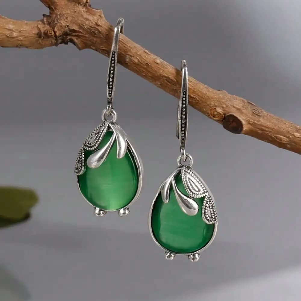 Droplet Pendant Earrings Set With Synthetic Gemstone Hook Earrings, A Symbol Of Beauty And Elegance For Women