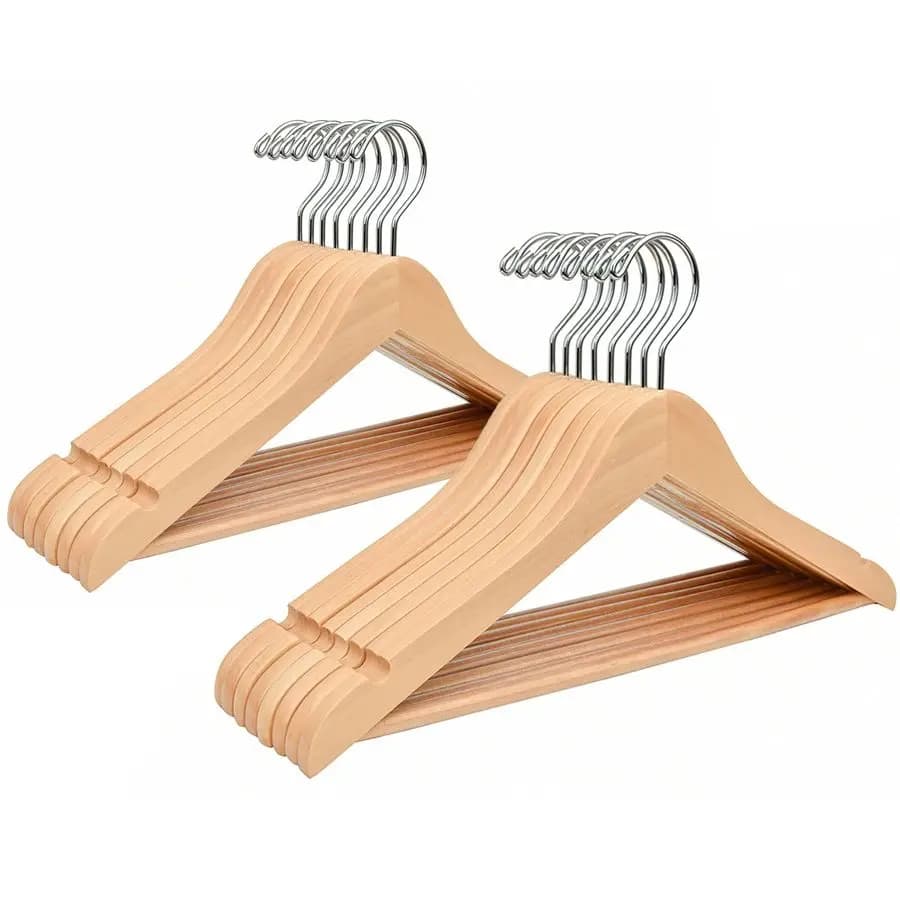 Confezione da 20 appendiabiti in legno naturale da 15 cm per donna, appendiabiti per abbigliamento da adolescente, appendiabiti in legno massello per camicie, giacche, vestiti e cappotti