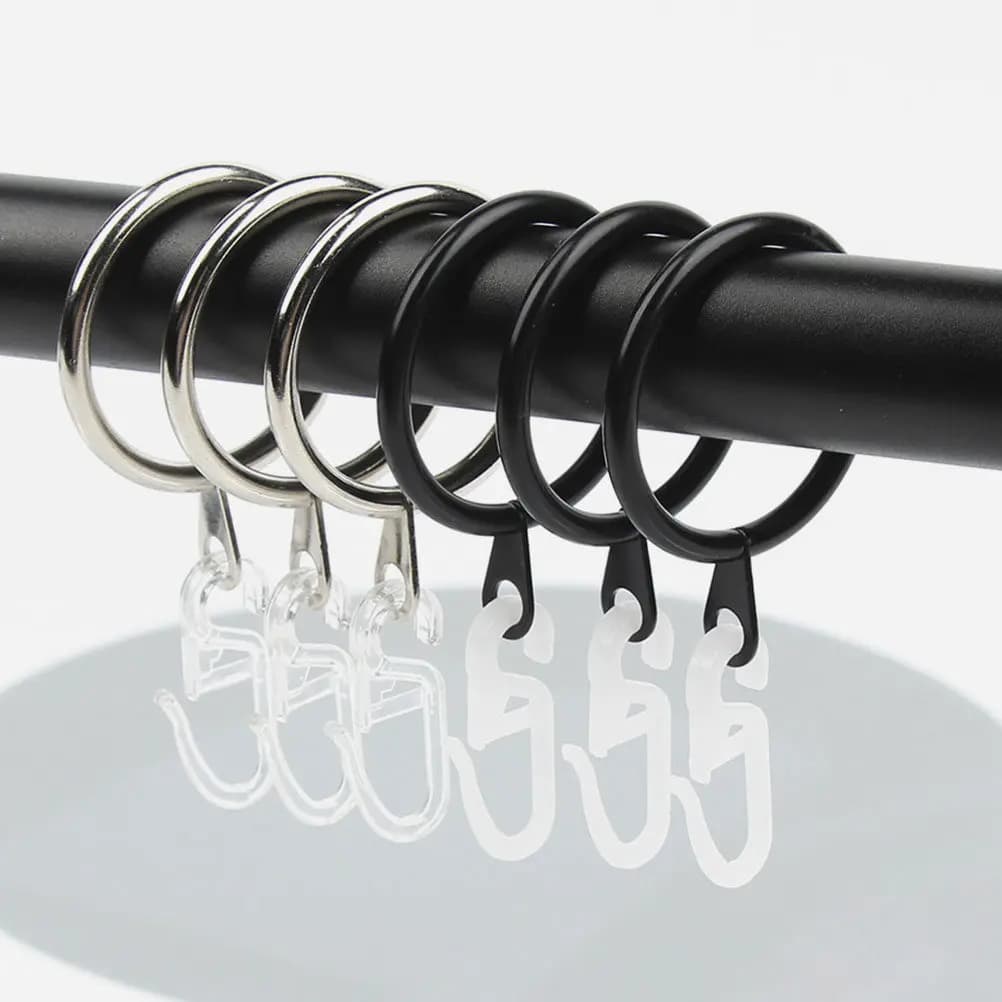 50 Parts Hooks for Plastic Curtains with Wheels Integrated for Silent Sliding on Standard Binaries for Curtains, for Bathroom and Kitchen Windows