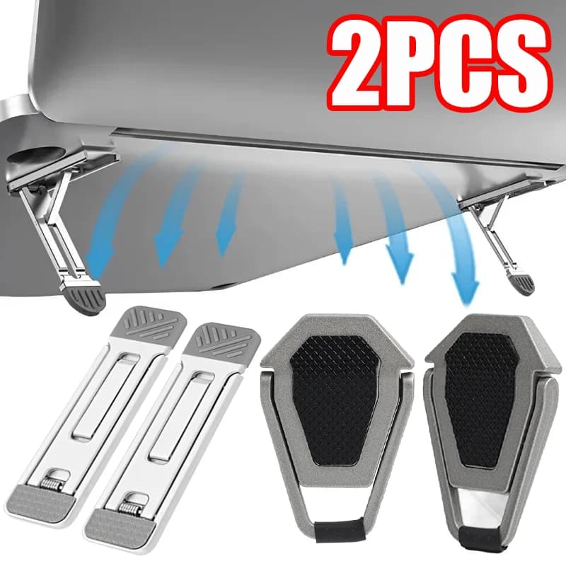 1-2Pcs Universal Laptop Phone Holder Foldable Sticker for Macbook Notebook Mini Self-adhesive Metal Table Cooling Support Stand