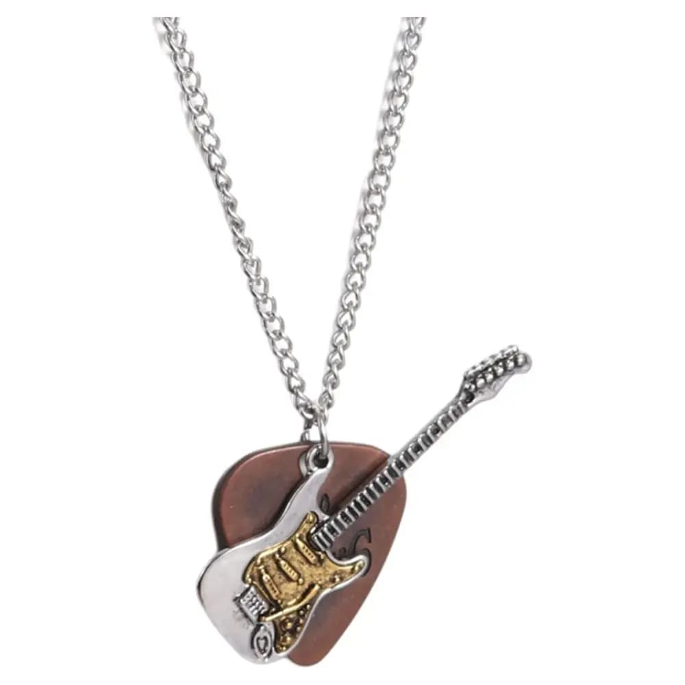 Trendy Vintage Guitar Pick Necklace Sweater Chain Zinc Alloy Punk Rock Pendant Retro Gothic Music Guitar Necklace Jewelry Gift
