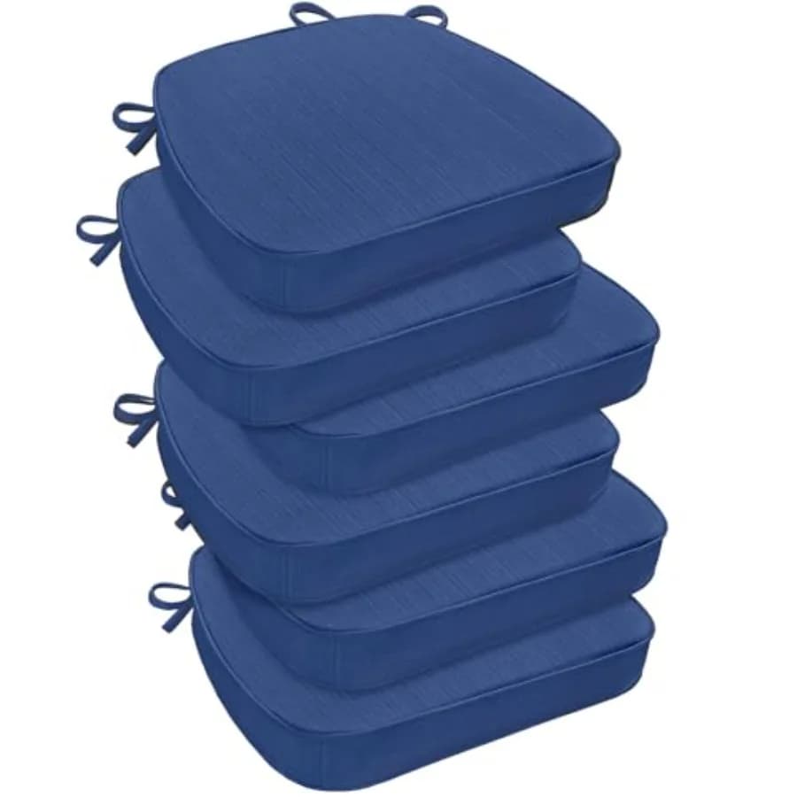 Cuscini per sedie da pranzo impermeabili, cuscini antiscivolo per sedie da cucina con lacci, 17" x 16" x 2.5", confezione da 6