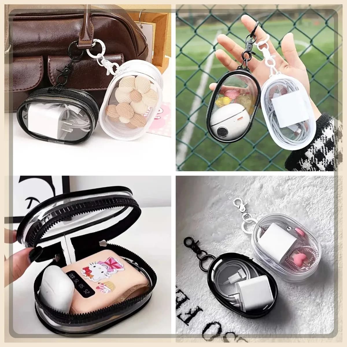 Portable Charging Cable Storage Bag Space-Saving Waterproof Cable Organizer Box Mobile Phone Charger Headphone Storage Pouch