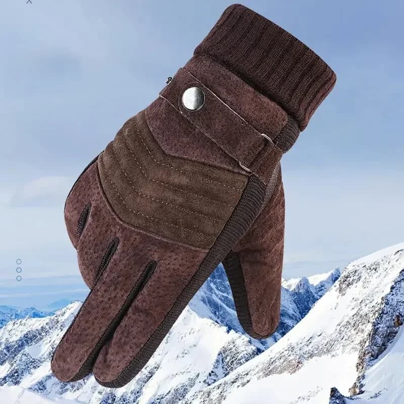 Guanti da uomo invernali da ciclismo moto antivento isolamento freddo touch screen in pelle calda antiscivolo pile spesso