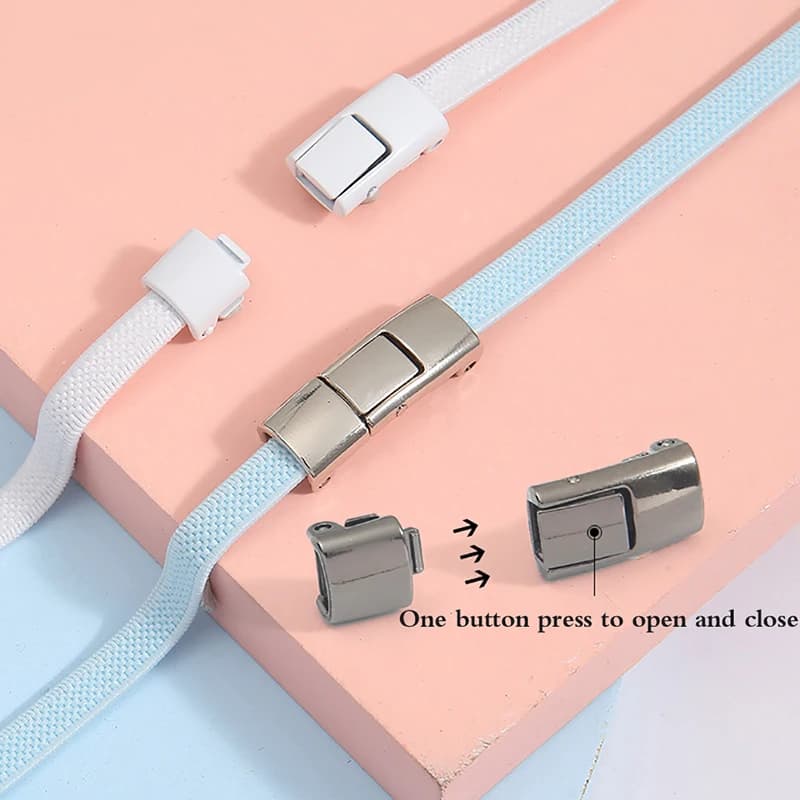 2 Pz/set Pigro Laccio Della Fibbia Scarpe Da Ginnastica Senza Blocco Della Cravatta Elastico Reticolato Tessuto Lacci Delle Scarpe Piatte Lacci Catenacci Artefatto Fisso