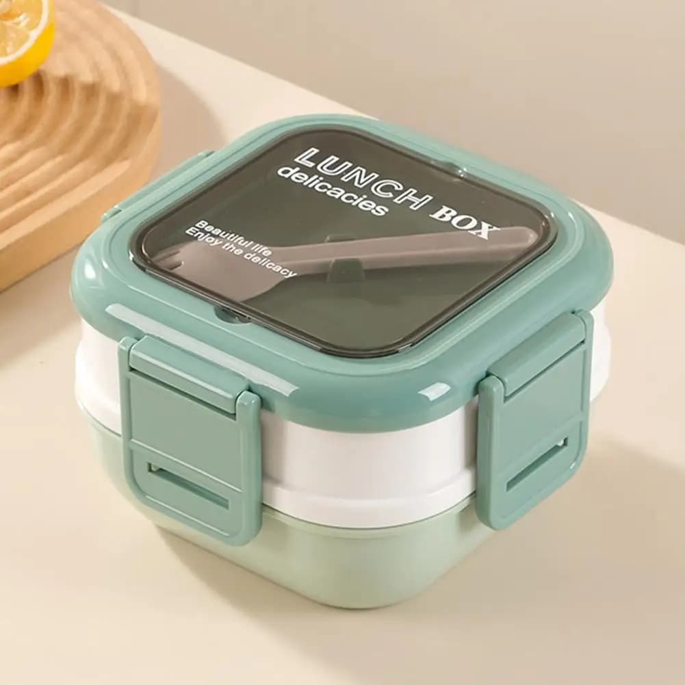Food Storage Container Adult Bento Box Lunch Container with Two Stackable Leak-proof Stainless Steel Compartments Microwave Safe