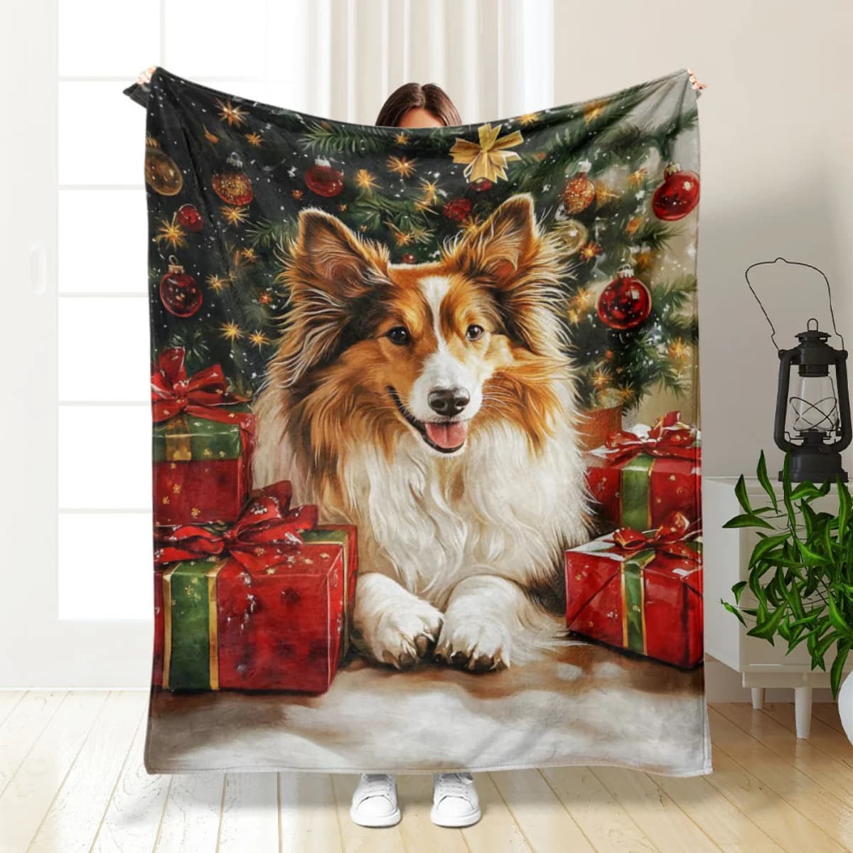 1 Coperta in flanella per cani Suig Home: calda e morbida, perfetta per divani, letti, soggiorni, uffici e viaggi, Natale.