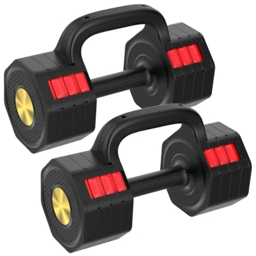 Set di Manubri Regolabili a 4 Livelli di Peso, con Pesi di 5lb/10.3lb/15.4lb/20.5lb Ciascuno, Abbinabili a Kettlebell
