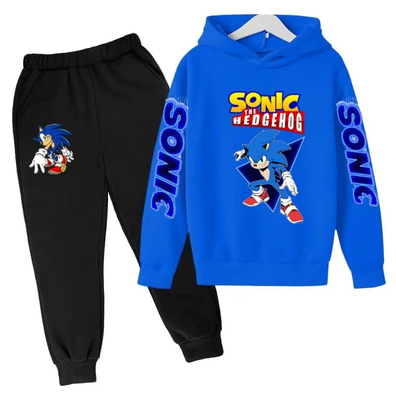 Abbigliamento Supersonic per bambini, felpa blu da jogging, cappotto + pantaloni, set in due pezzi, felpa con cappuccio, per ragazzi e ragazze, 3-12 anni, set sportivo casual