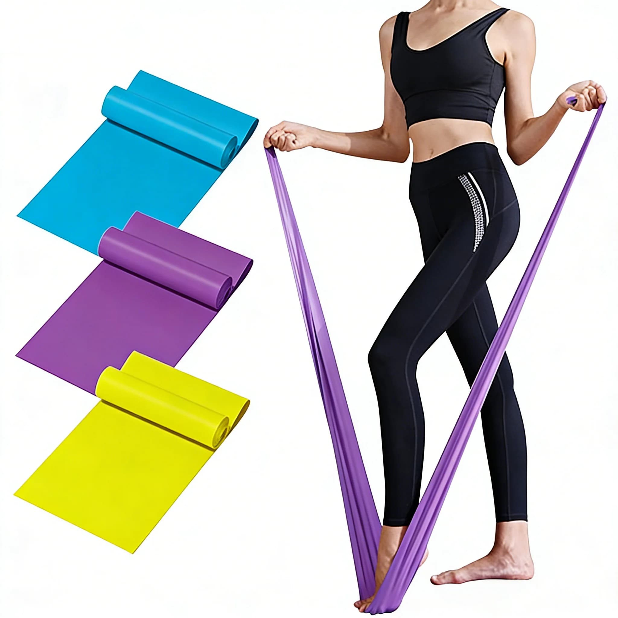 Fasce di Resistenza Portatili per Yoga e Pilates, Bande Elastiche in Lattice per Allenamento di Fianchi e Glutei, Cintura Fitness per Palestra e Casa