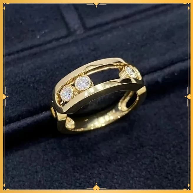 Gioielli di Design Nuova Edizione Seiko Anello Scorrevole con Tre Diamanti Stile Coppia Lusso Leggero di Alta Gamma per Regalo