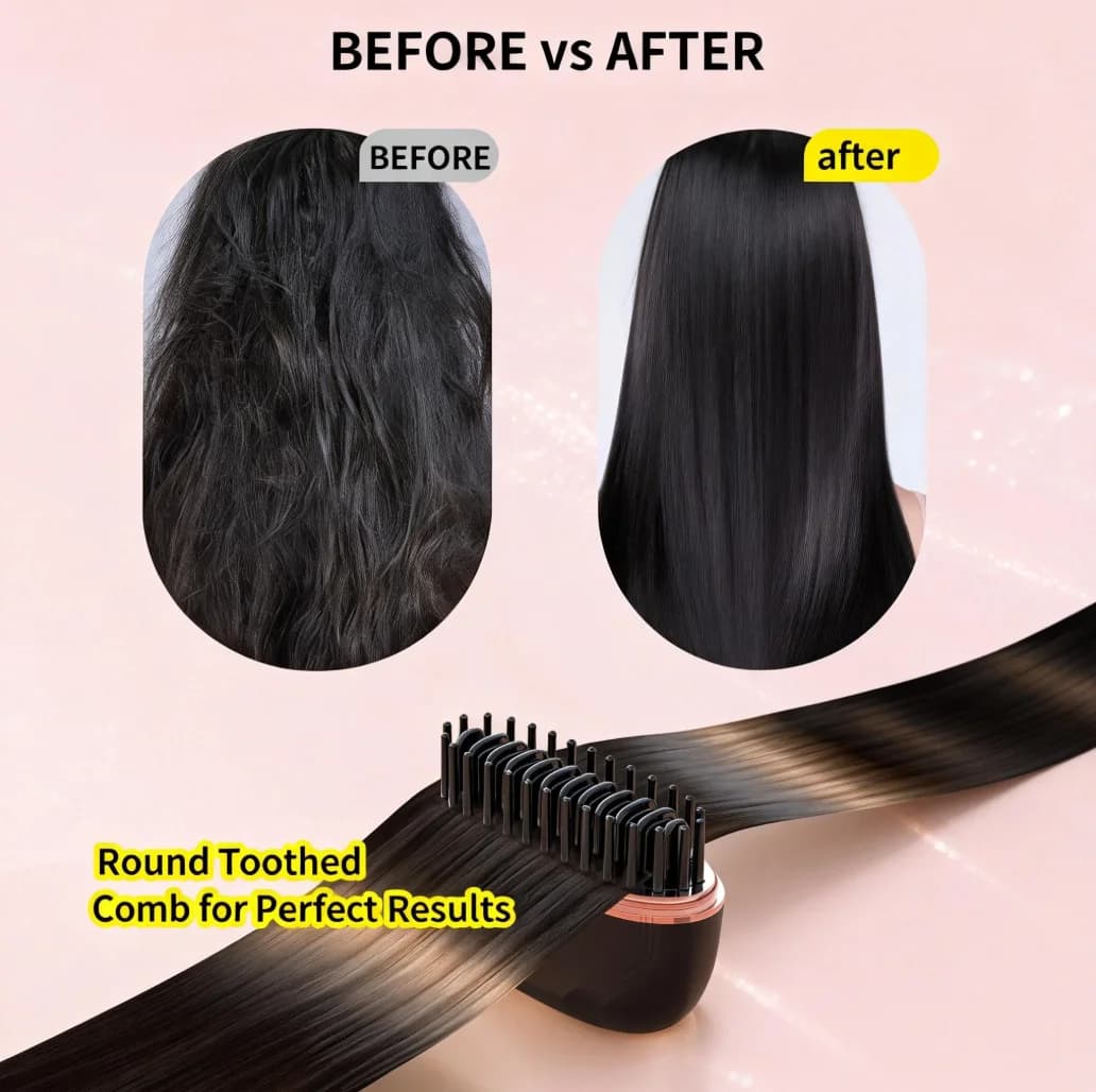 Mini Pettine Wiper for Hair with Wireless Charging, Portable and Multifunctional, Do Not Damage Hair, Pettine Styling and Sliding