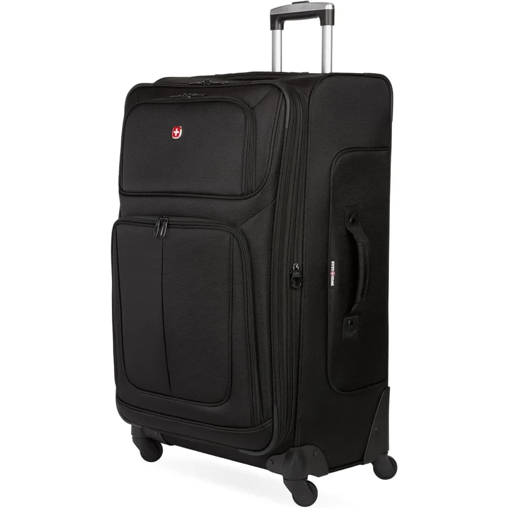 Expandable Spinner Luggage: Durable, Lightweight, Black, Large for Travel