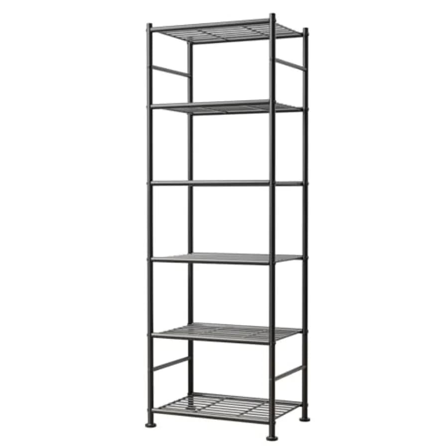 Scaffale Metallico a 6 Ripiani - Organizzatore Sottile con Barre Laterali Rinforzate, Ampio Spazio di Stoccaggio per Cucina, Bagno e Lavanderia