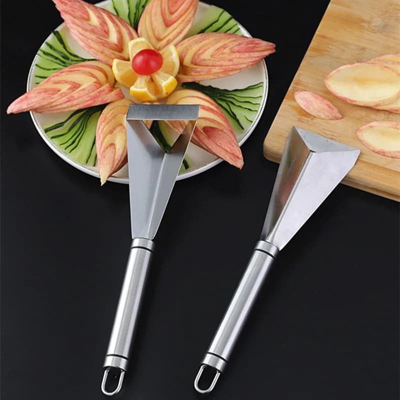 Cutlery knife for fruit triangular stainless steel Fruit plate Triangle Triangle Vegetable knife Kitchen tool with non-slip cutting blade