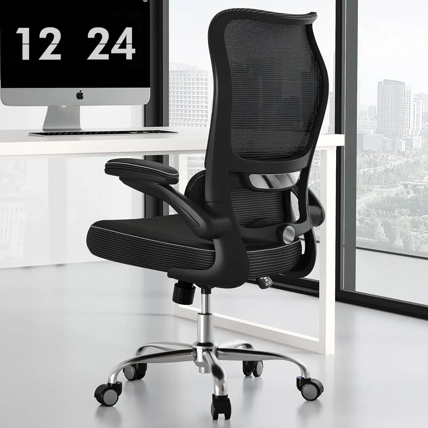 Sedia da Ufficio Ergonomica - Sedia da Scrivania con Schienale Alto a Onda e Supporto Lombare Regolabile - Sedia da Computer - Sedia Gaming con Schienale in Rete