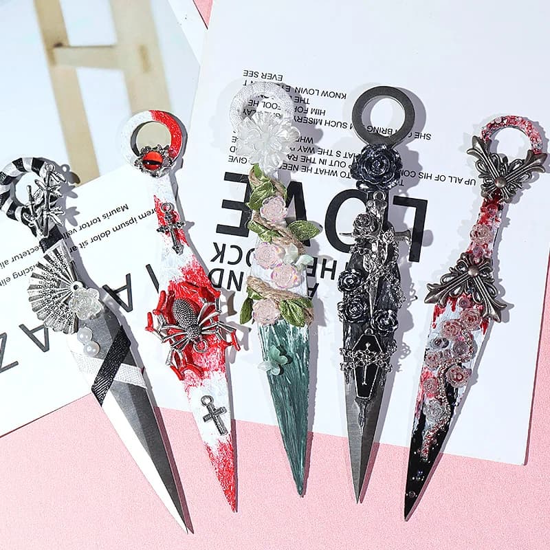 Bicai Butterfly Kunai Knife Gothic Subculture Diy Handmade Paper Cutter Ins Style Unboxing Photo Decorative Ornament