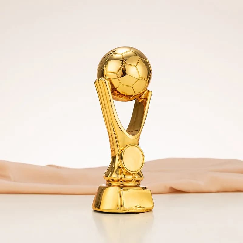 Trofeo del globo d'oro di calcio Eccezionale giocatore MVP Trofeo in resina di rame oro argento, vincitore del concorso aziendale scolastico.