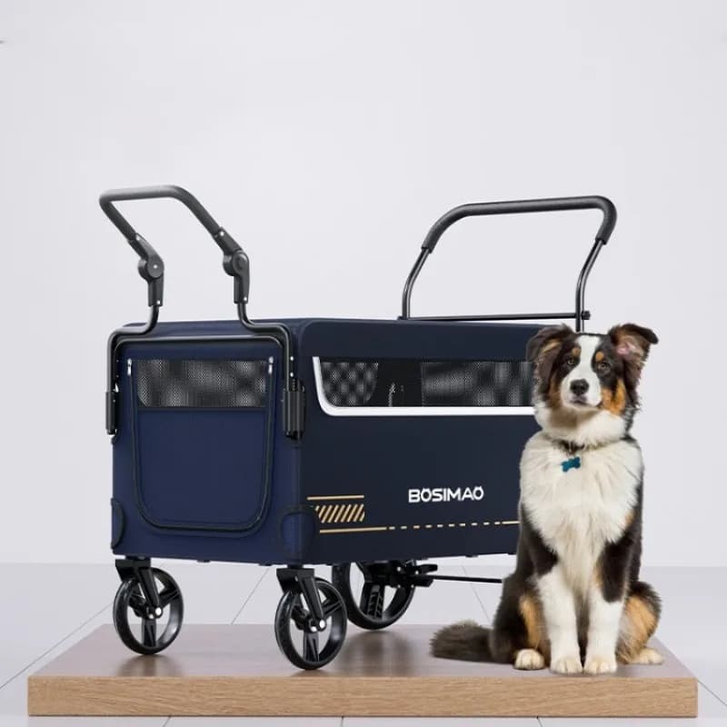 Passeggino per animali domestici di grandi dimensioni Trasportini per cani pieghevoli multifunzionali Carrello per trasportini con ruote Carrello per cani Borsa portatile per chicchi ad anello
