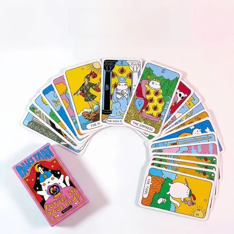 Cute Cartoon Cat Pattern Tarot Cards Exquisite Design Divination Prediction Game Cards for Friends Party Entertainment Toys