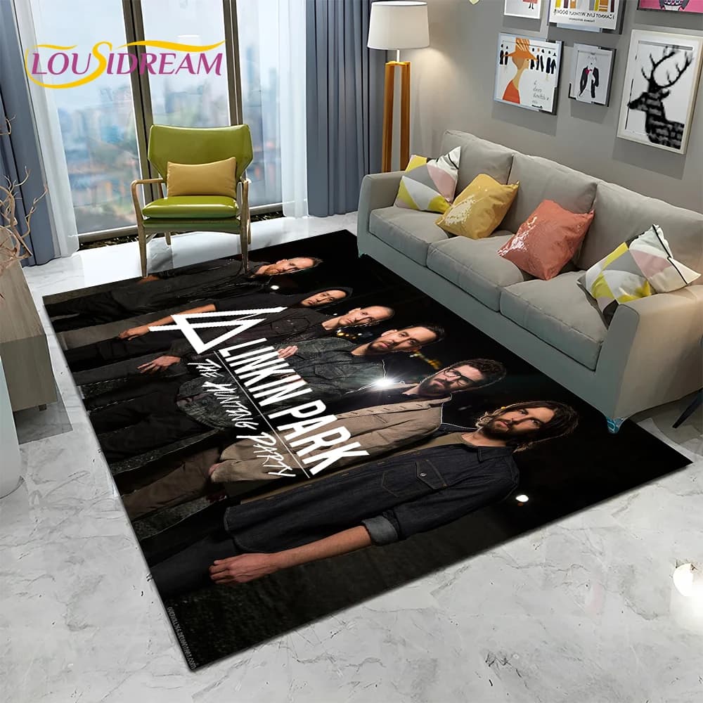 3D Retro Rock Band L-Linkin Park Carpet for Home, Living Room, Bedroom, Sofa, Zerbino, Kids Carpet, Non-slip Mat