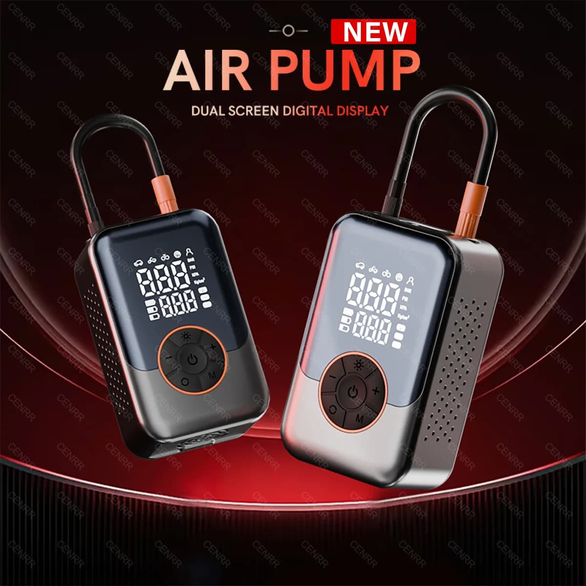 Pompa d'aria per auto senza fili Gonfiatore per pneumatici portatile Compressore d'aria elettrico Display LCD Iniettore d'aria per palla per pneumatici per moto per bici da auto