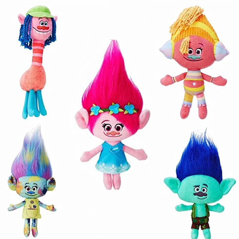 Cartoon Animation Trolls 2 Peluche per bambini, Poppy Blanche, Personaggio anime, Simpatico regalo di Natale, Nuovo, 27-32 cm