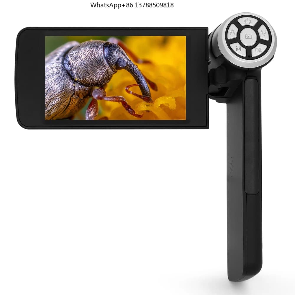 Microscopio Digitale USB con Schermo da 4 Pollici 80-200X Microscopio Elettronico Tascabile per Bambini e Adulti Strumento per Osservazione all'Aperto (Nero)