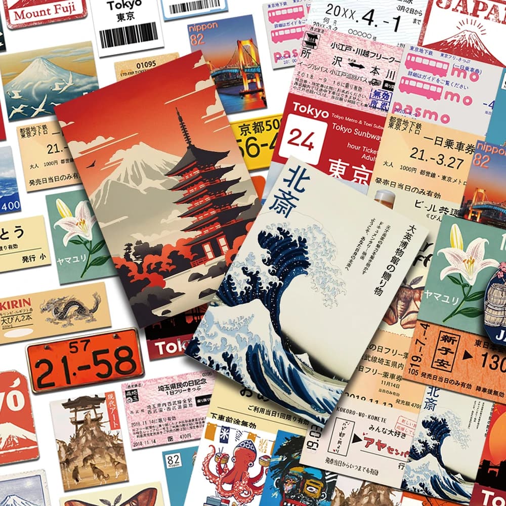 50 pieces of stickers japanese travel culture decals for phone laptop scrapbook skateboard guitar stickers aesthetic graffiti diy